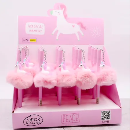 Bolígrafos & lápices?Bola colgante de algodón Unicornio lápiz de gel