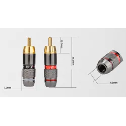 Gold plated RCA manliga plug adapter video & audio tråd anslutning 2 phs