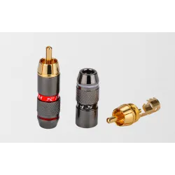 EnchufesAdaptador de enchufe macho RCA de oro con cable de audio 2 piezas