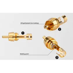 EnchufesAdaptador de enchufe macho RCA de oro con cable de audio 2 piezas