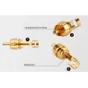 EnchufesAdaptador de enchufe macho RCA de oro con cable de audio 2 piezas