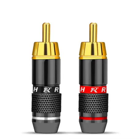 EnchufesAdaptador de enchufe macho RCA de oro con cable de audio 2 piezas
