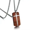 Vintage rosewood rostfritt stål kors halsband