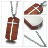 Vintage rosewood stainless steel cross necklace