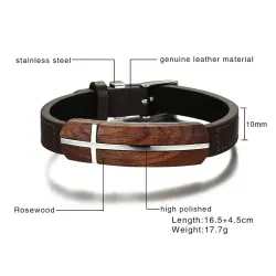 Retro rosewood genuine leather bracelet