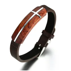 Retro rosewood äkta läderarmband