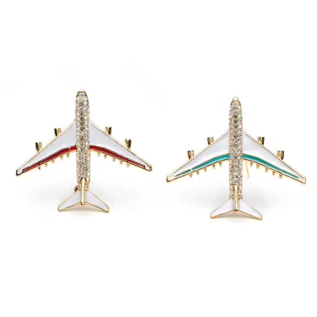 Crystal airplane brooch