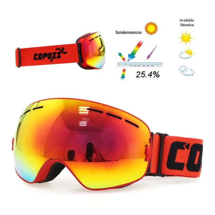 UV400 anti-fog kaksikerros hiihto lumilauta goggles