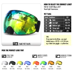 UV400 anti-fog kaksikerros hiihto lumilauta goggles