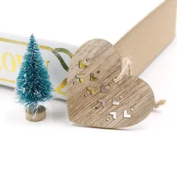 Christmas tree Xmas decoration wooden hollow pendants 6 pcs