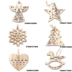 NavidadÁrbol de Navidad Navidad decoración colgantes huecos de madera 6 piezas