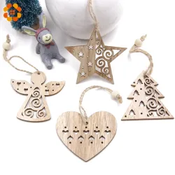 NavidadÁrbol de Navidad Navidad decoración colgantes huecos de madera 6 piezas