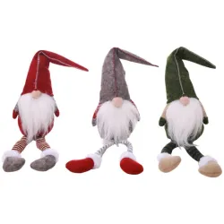 Decoração de Natal longas pernas sentado elfo 50cm