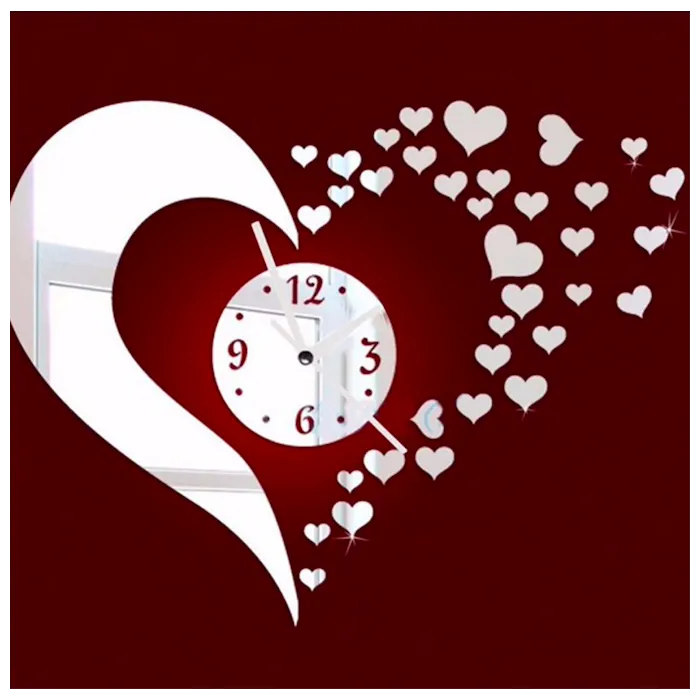 3D mirror heart & clock wall stickerWall stickers