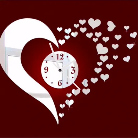 3D mirror heart & clock wall stickerWall stickers