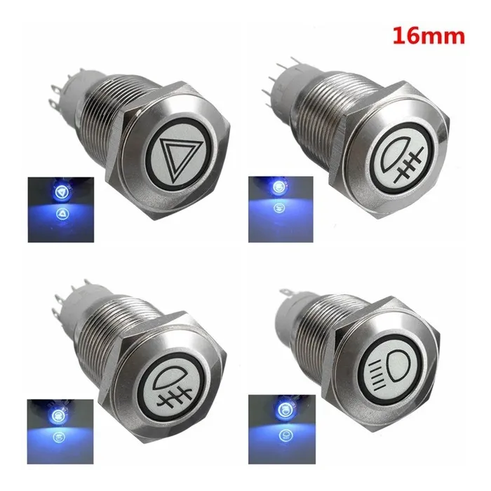 InterruptoresInterruptor de botón de presión impermeable de 16 mm LED iluminado de acero inoxidable