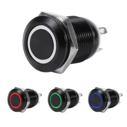 2A 12mm universell LED momentary push-knappbrytare