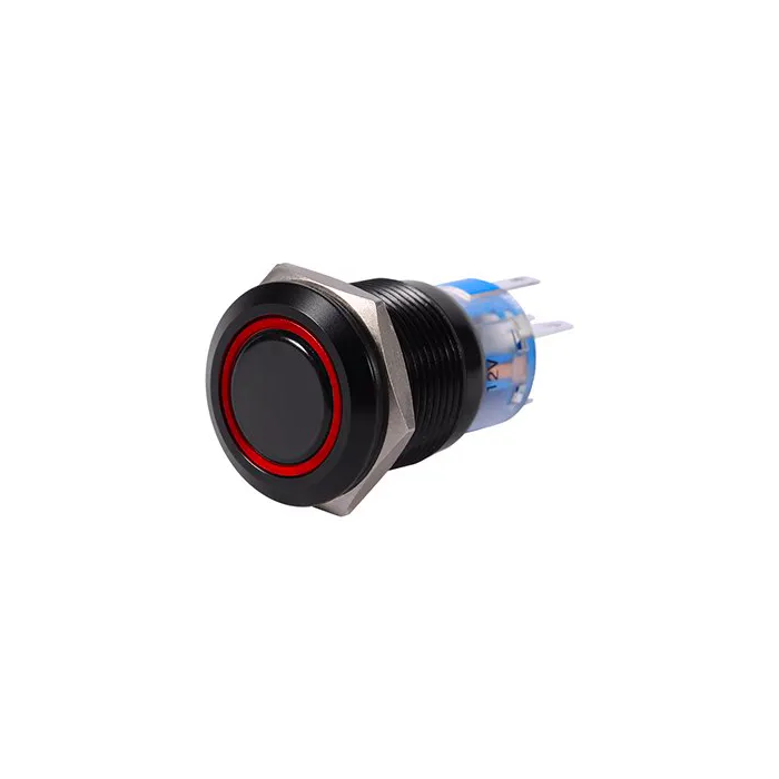 Interruptores19mm 12V LED coche impermeable cierre automático interruptor de botón de bloqueo