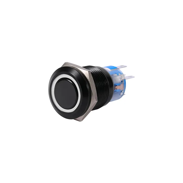 Interruptores19mm 12V LED coche impermeable cierre automático interruptor de botón de bloqueo