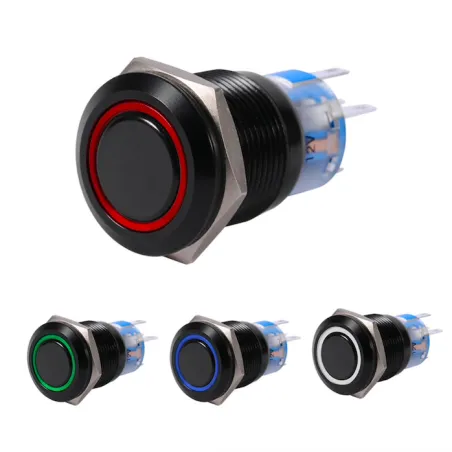 19mm 12V LED car waterproof self-locking latch push button switchSchakelaars