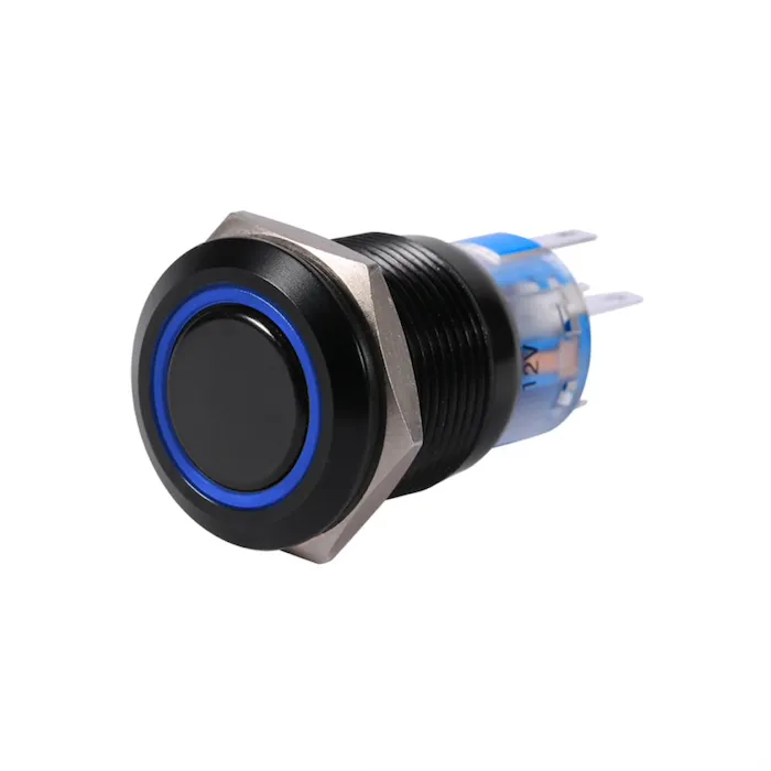 Interruptores19mm 12V LED coche impermeable cierre automático interruptor de botón de bloqueo