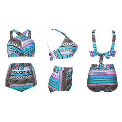 Baño y ropaJuego de bikini de traje de baño de alta cintura
