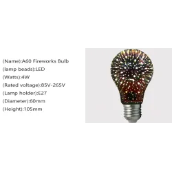 A60 G95 G125 4W E27 3D LED light bulb
