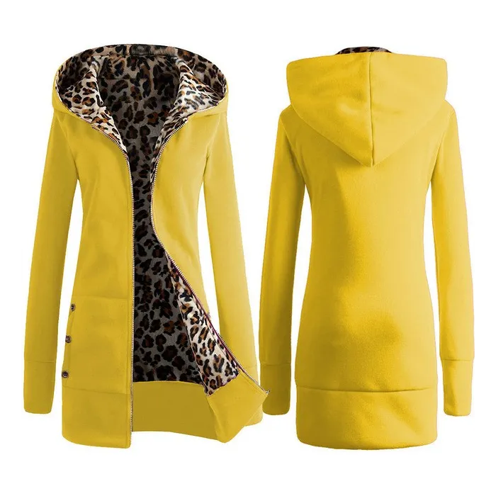 Leopard Fleece Kapuzenjacke