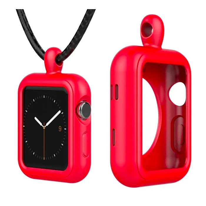 Apple Watch 1/2/3/4 / 38mm / série 44mm - capa de caixa de moldura de silicone com colar