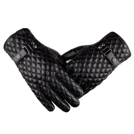 Luvas de inverno de couro quente com função de tela sensível ao toque