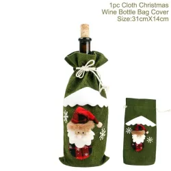 Christmas bottle wine cover cloth & linen