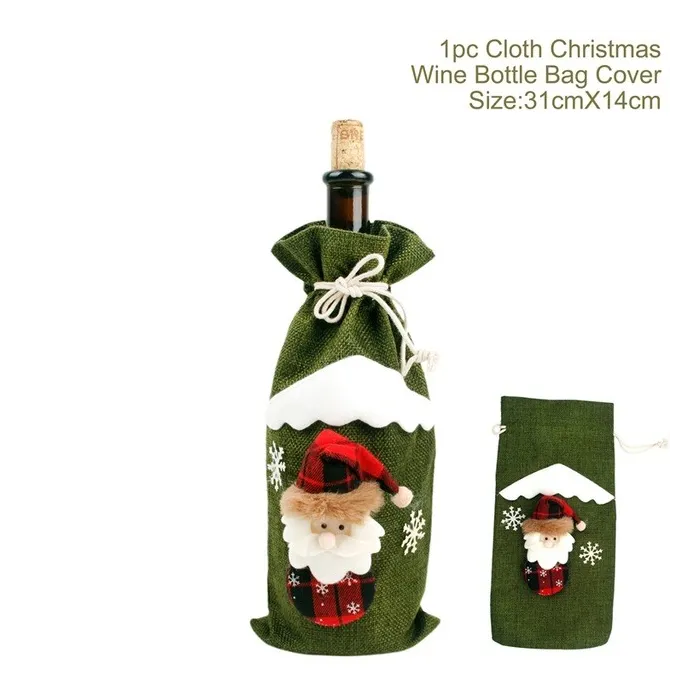 Christmas bottle wine cover cloth & linen