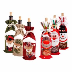 Christmas bottle wine cover cloth & linen