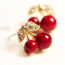 AretesPendientes de cereza roja