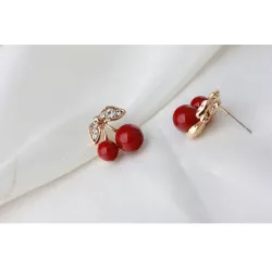 AretesPendientes de cereza roja