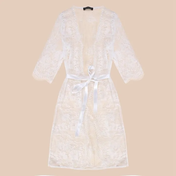 Full lace transparent nightgown - robeLingerie