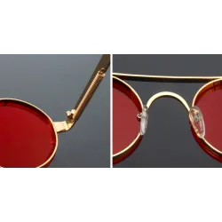redondo vintage steampunk óculos de sol unisex