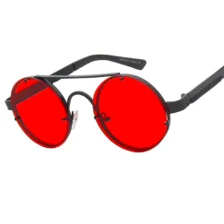 Tondo vintage steampunk occhiali da sole unisex