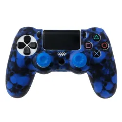 PS4 Pro Slim Controller skull silicone gamepad cover case & 2 joystick capsController
