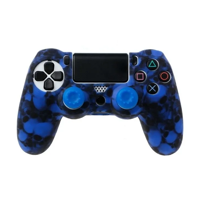 PS4 Pro Slim Controller skull silicone gamepad cover case & 2 joystick capsController