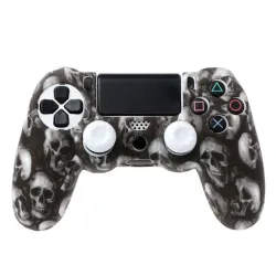 PS4 Pro Slim Controller skull silicone gamepad cover case & 2 joystick capsController