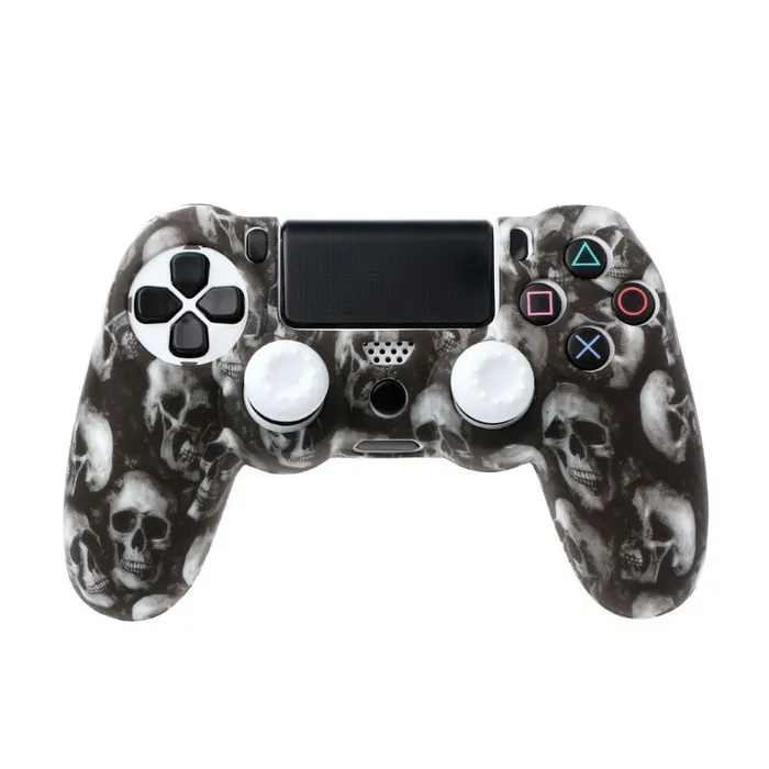 PS4 Pro Slim Controller teschio silicone gamepad cover caso & 2 joystick caps
