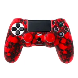 PS4 Pro Slim Controller skalle silikon gamepad cover case & 2 joystick caps