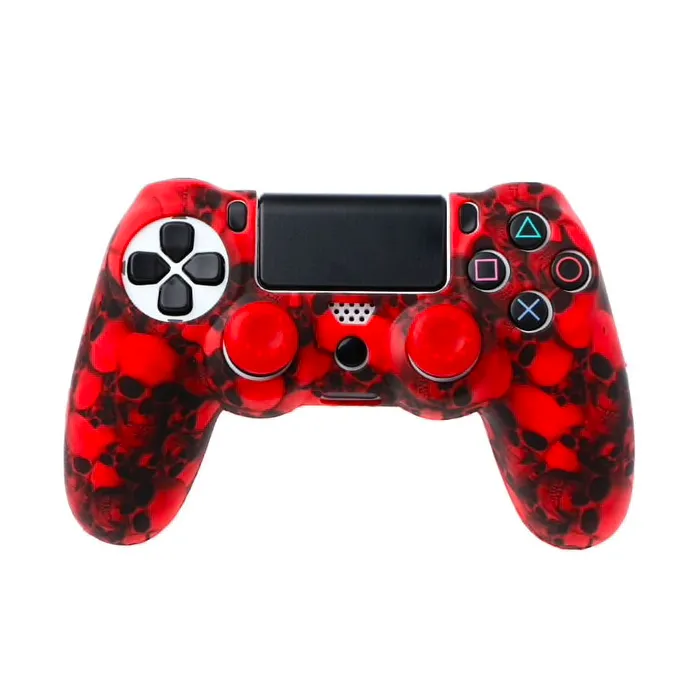 PS4 Pro Slim Controller skull silicone gamepad cover case & 2 joystick caps