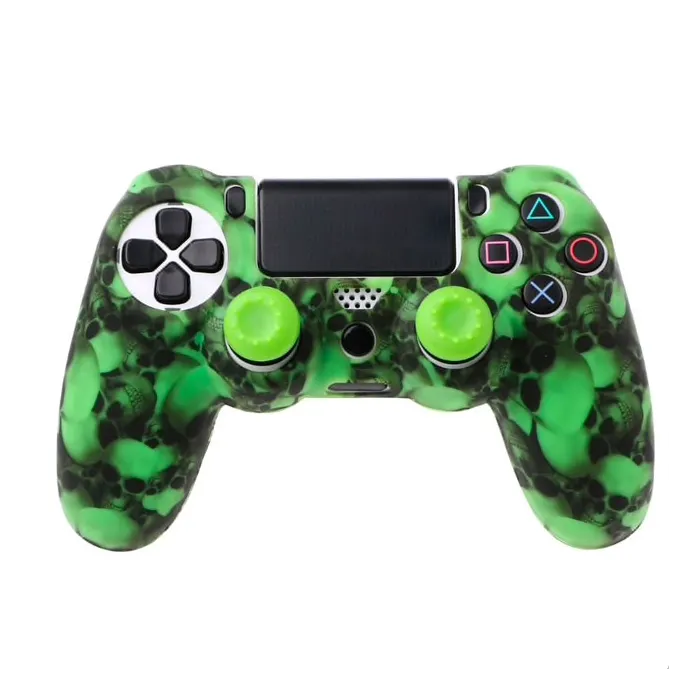 PS4 Pro Slim Controller teschio silicone gamepad cover caso & 2 joystick caps