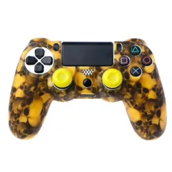 PS4 Pro Slim Controller skull silicone gamepad cover case & 2 joystick caps
