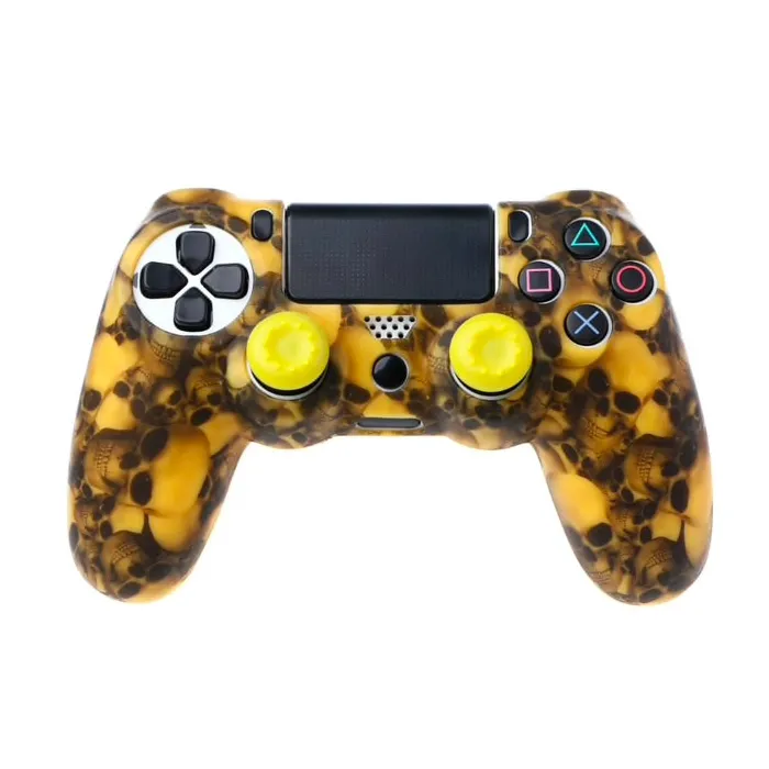 PS4 Pro Slim Controller skull silicone gamepad cover case & 2 joystick caps