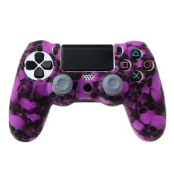 PS4 Pro Slim Controller skull silicone gamepad cover case & 2 joystick capsController