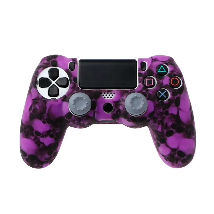 PS4 Pro Slim Controller teschio silicone gamepad cover caso & 2 joystick caps