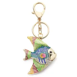 chaveiro de peixe de cristal e esmalte